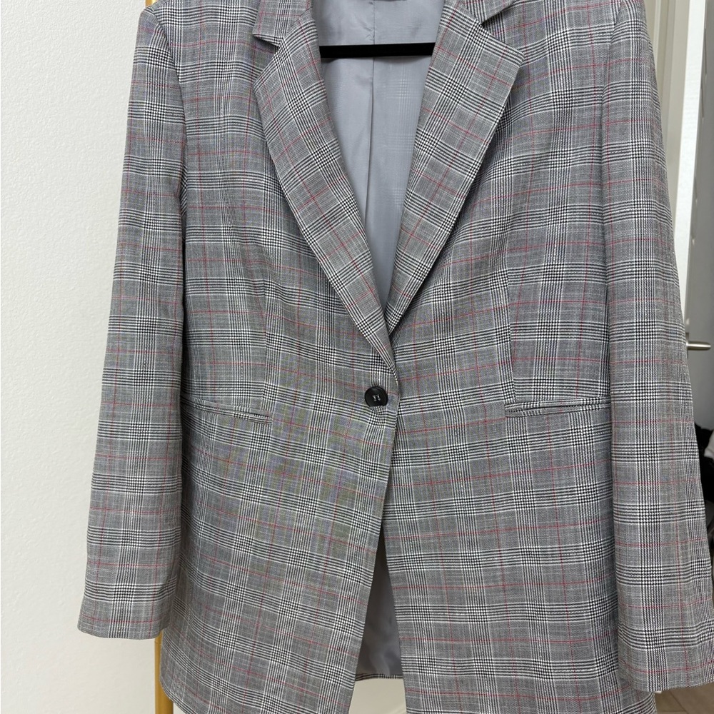 Classic Gray Plaid Women’s Blazer